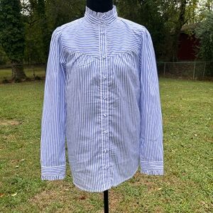 J.Crew Ruffle-trim shirt in striped cotton poplin Size XS